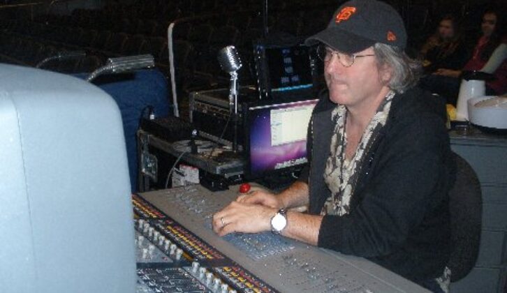 FOH engineer Brad Madix at his Avid Venue desk on the Rush Time Machine tour. Photo: Keith Cousin/Future.