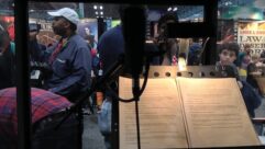 A mic's-eye view inside the Penguin Random House Audio recording booth at New York Comic Con.