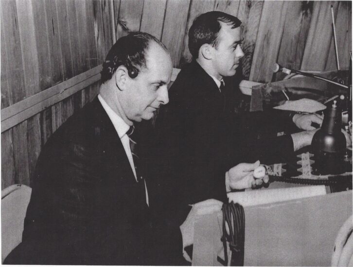 George Velmer, in rear, at the console. PHOTO: Courtesy George Velmer.