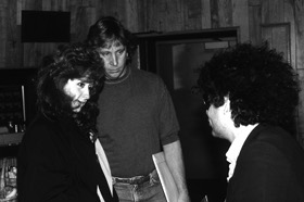 Bonnie Raitt and Ed Cherney discussing the album's direction with producer Don Was (far-right). Photo: Mr. Bonzai