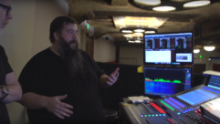 TV host Adam Savage (left) discusses mixing 'Hamilton' with FOH engineer Kevin McCoy.