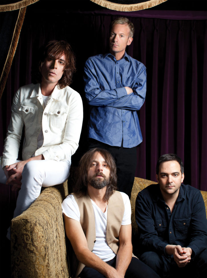 Fountains of Wayne are (l-r): Jody Porter, Brian Young, Chris Collingwood (standing) and Adam Schlesinger.