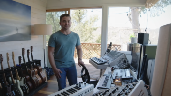 Hunter Hayes in his home recording space.