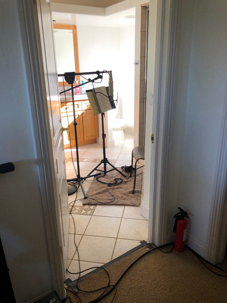 The “bathroom” vocal mic setup for Grohl’s vocal on “Medicine at Midnight.”