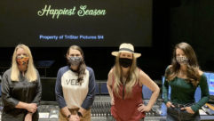The core of the Happiest Season audio post team, from left: re-recording mixer Deb Adair, director Clea DuVall, supervising sound editor Kathryn Madsen and re-recording mixer Alexandra Fehrman.