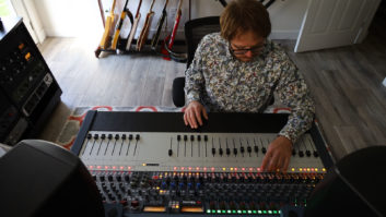 Producer and songwriter Brian Alston with his Neve console