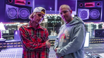 Gudwin, right, with Justin Bieber at Henson Studios during the making of 2021’s smash album Justice.