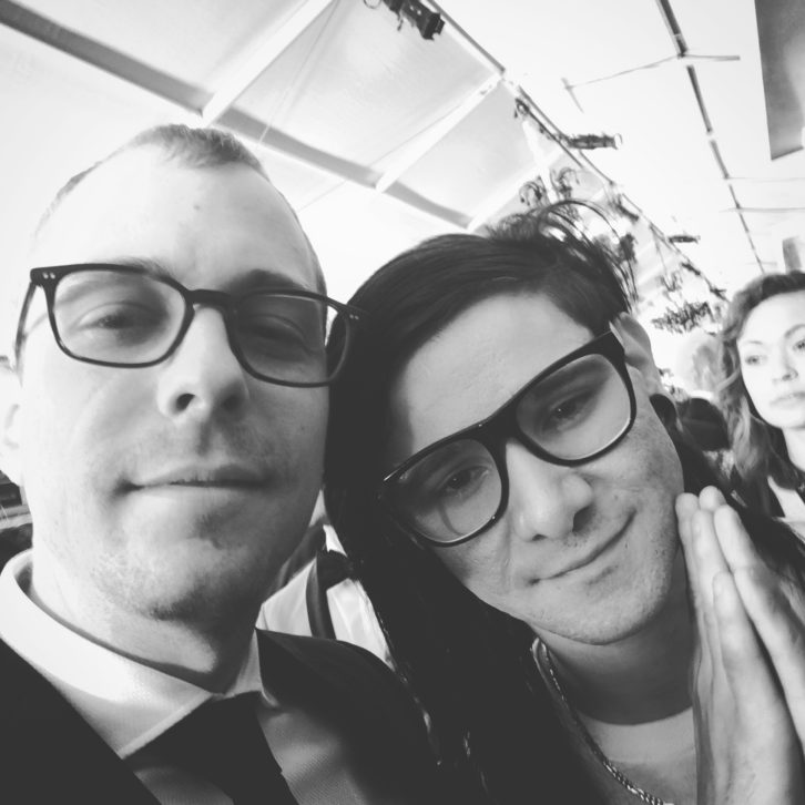 udwin, left, with Skrillex.