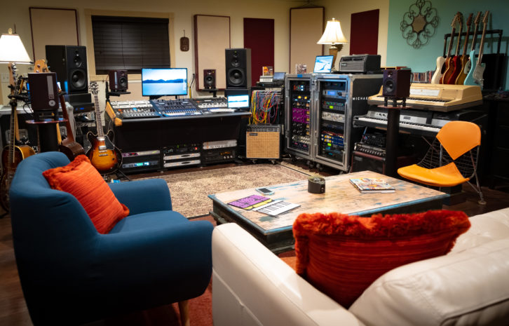Outfitted for Dolby Atmos Music mixing, James’ private facility sports a selection of monitors from PSI Audio.
