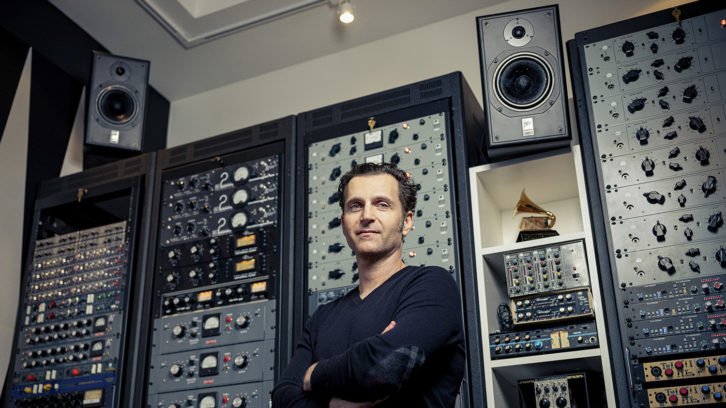 Dweezil Zappa inside Hikari Studios with his ATM monitors