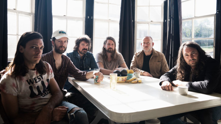 The War on Drugs, L-R: Anthony LaMarca, Dave Hartley, Charlie Hall, Robbie Bennett, Jon Natchez, Adam Granduciel