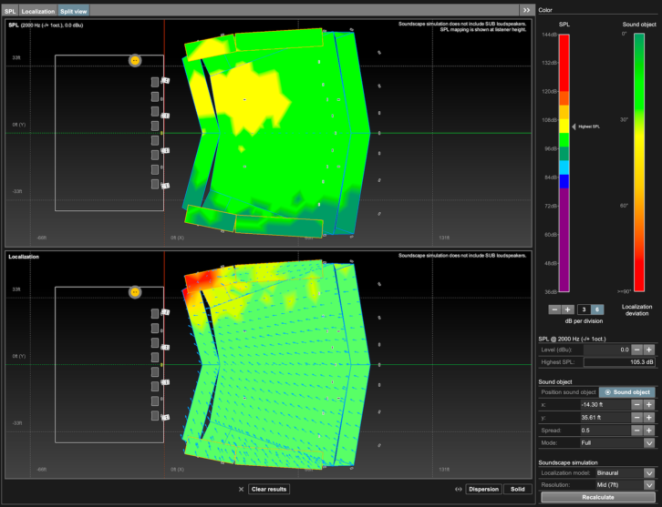 d&b audiotechnik has updated its ArrayCalc simulation software with a new tool, En-Sccene Simulation, allowing SPL and localization mapping within an object based workflow.