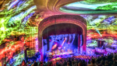 A d&b audiotechnik V Series PA adorns the stage as Phil Lesh and Friends perform inside the Capitol Theatre. Photo: Scott Harris