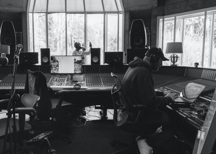 Vocalist Joe Talbot most often worked in front of the SSL, looking out at the pond from The Big Room, here with Beats in the foreground.