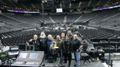 Keeping things moving for George Strait, show after show are (L-R): George Olson – FOH; Paul Rogers –Production Manager; Ken Porter – Spectrum Sound; Erika West – PA Tech; Bobby George – Spectrum Sound; Rudd Lance – Systems Engineer; Nick Page - PA Tech; Bob Campbell – PA Tech; Dave Thomas – d&b audiotechnik. Photo: Jill Trunnell.