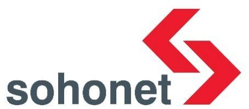 The word "sohonet" in lower case with two red chevrons at the end