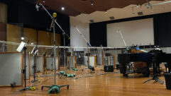 The setup for recording Encanto's choir at The Eastwood Scoring Stage at Warner Bros. Studios.