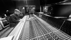 Engineer Clark Germain at the 72-input Neve 88RS in Capitol Studio A, with assistant engineer Nick Rives in the background. Photography: Andrew Matusik