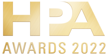 Gold lettering with "HPA" in big letters over "Awards 2022" in smaller letters