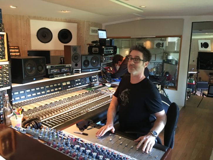 Engineer Ryan Hewitt at the Neve BCM sidecar console during tracking. Photo: Ryan Hewitt.