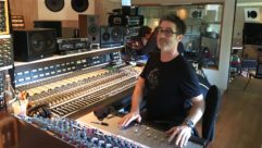 Engineer Ryan Hewitt at the Neve BCM sidecar console during tracking. Photo: Ryan Hewitt.