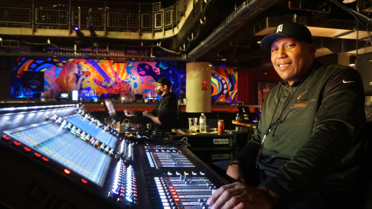 Tonderick “TW” Watkins is manning Jazmine Sullivan’s FOH mix on one of her tour’s two DiGiCo SD12 96 consoles supplied by Clair Global