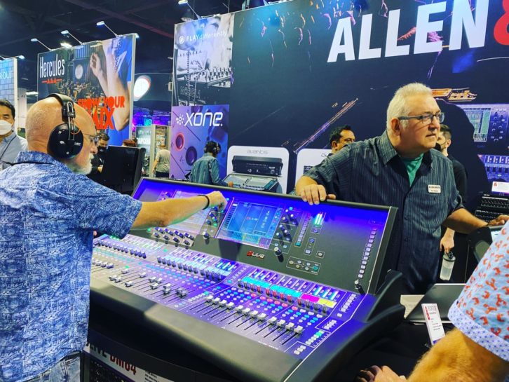 At NAMM 2022, the Allen & Heath booth was packed with folks checking out the live sound desks, like the S7000. 