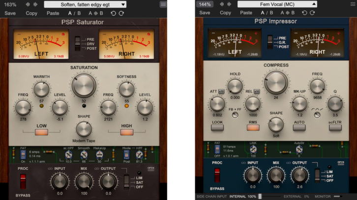 PSP Audioware's PSP Saturator and Impressor plug-ins.