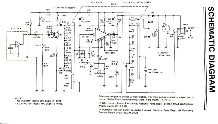 The Radio Shack SPL Meter schematic.