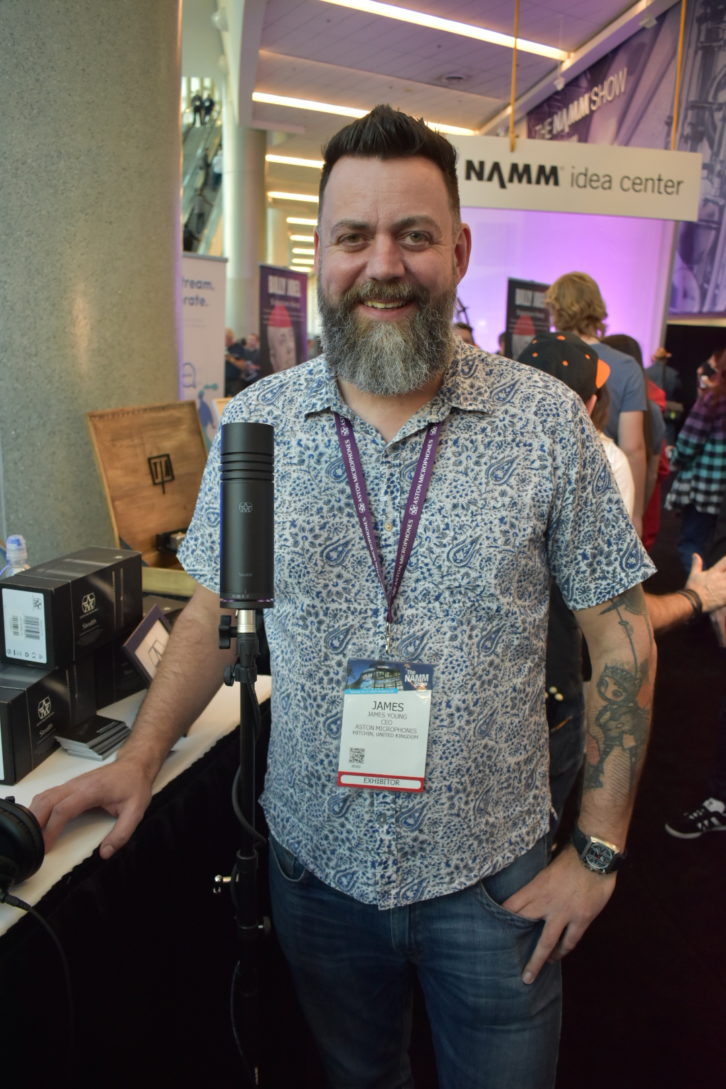 James Young at the NAMM Show 2019 debuting the Aston Stealth. PHOTO: Pro Sound News.