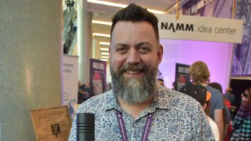 James Young at the NAMM Show 2019 debuting the Aston Stealth. PHOTO: Pro Sound News.