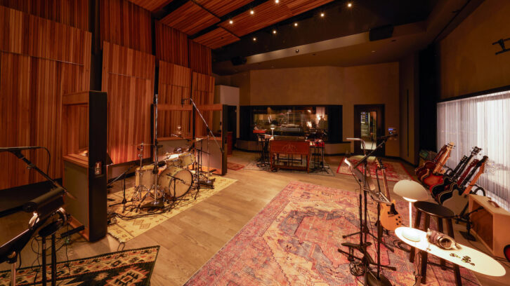 The spacious 900-square-foot live room, with two iso booths, is packed with unique, pedigreed instruments and music-making devices.  PHOTO: Sean Michon