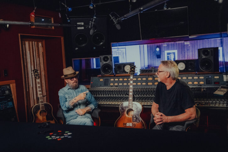 Dave Stewart and John McBride in Studio A at Blackbird Studios, Nashville, where portions of Ebony McQueen were recorded.