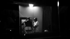 Stewart recording vocals in Jamaica for Ebony McQueen.