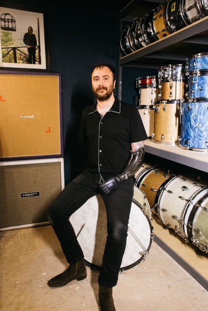 Saenz still takes part in setting up drums and mics, two of his favorite activities in the studio. PHOTO: Courtesy of Jeff Saenz