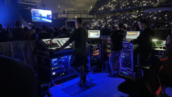 Kenny Kaiser manned an SSL console at every stop on the Killers’ North American tour, including Banc of California Stadium on August 27.