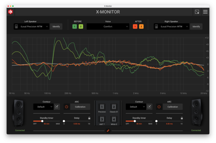 In X-Monitor, you can view the frequency curves before and after the ARC process.