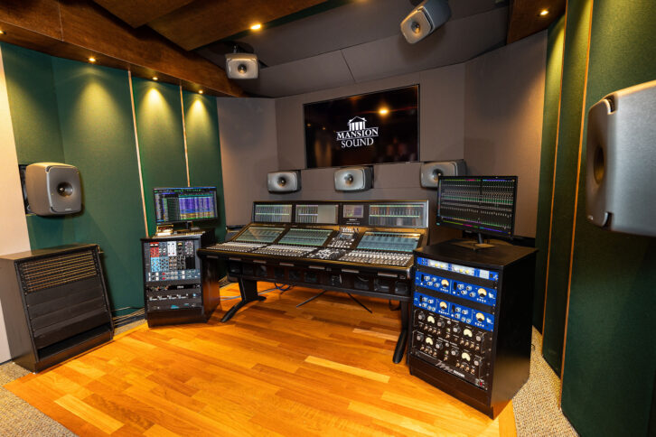 Studio B features a 48-fader SSL System T console and Genelec 7.1.4 speaker setup based on “The Ones” Smart Active Monitors. 