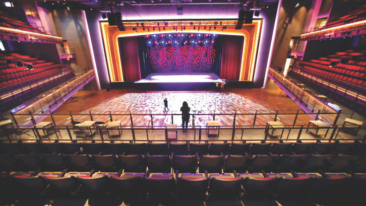 A sizable Clair Global Cohesion PA covers each of the venue’s 5,009 seats, all of which are still within 110 feet of the stage. PHOTO: Boston Globe/Getty Images.