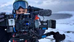 Cinematographer Evan B. Stone on location in the Ural Mountains of Western Siberia, shooting at 2,500 feet above sea level.