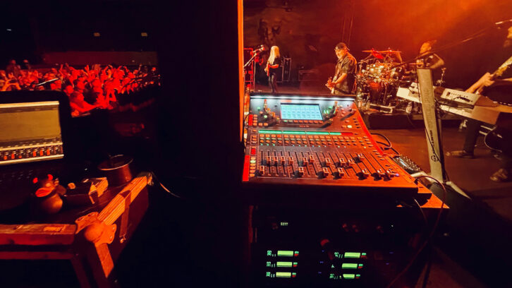 Engineer Daniela Seggewiss mixes Sweet's monitors on an Allen & Heath SQ-5 console.