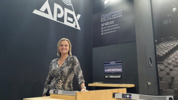 Community Europe S.A. CEO, Ann Leroy, with an Apex CloudPower amplifier.