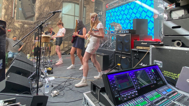 The British Music Embassy stage at SXSW has long used Allen & Heath dLive desks, like the one seen here tackling monitors durin last year's edition.