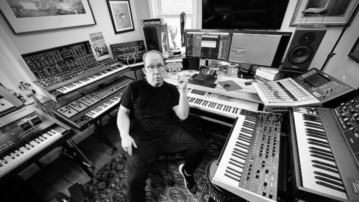 Michael Whalen in his synth-dominated recording studio.Photo: Michael Whalen.
