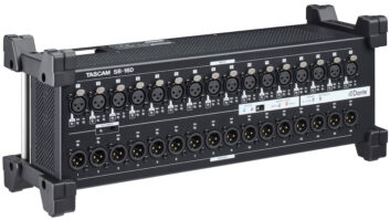 The Tascam SB-16D 16-in/16-out Dante-enabled stage box.
