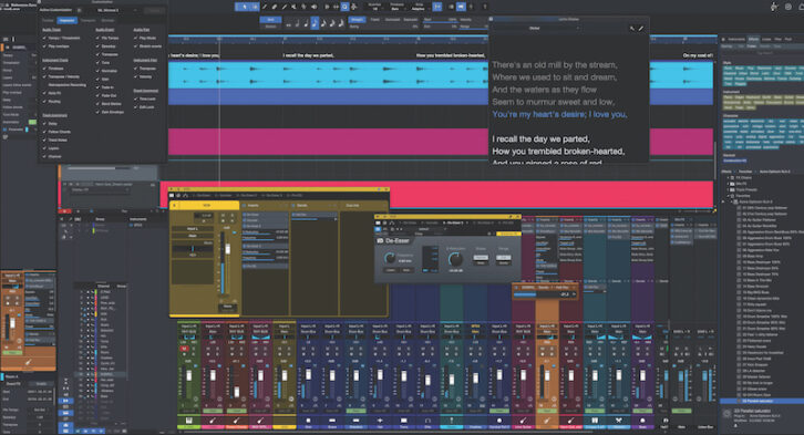 Lyrics, GUI customization and expanded channel views are some of the new features in PreSonus Studio One 6 Professional.