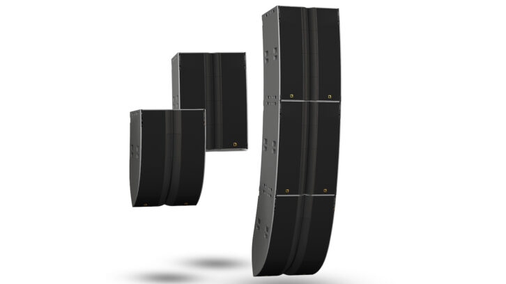 The new L-Acoustics L Series is comprised of two models -- the L2, seen in the top and middle of this hang, and the L2D, seen at the hand's bottom.