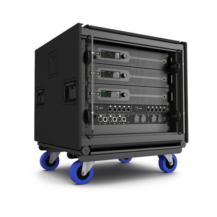 The new LA7.16 high-resolution touring amplified controller in a new LA-RAK III touring rack.