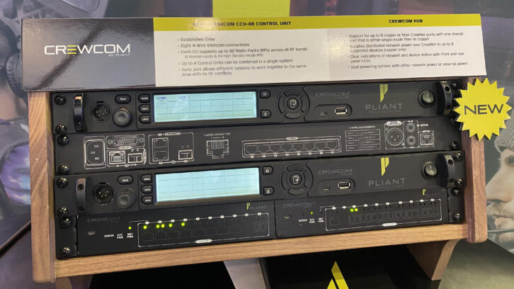 Pliant is launching the latest addition to its CrewCom line—the CCU-08 Control Unit, which provides eight 4-wire intercom connections and supports up to 82 Radio Pcks across all RD bands. Up to four Control Units can be combined into a single system, with its Sync port allowing different systems to work together in the same area without RF conflicts.