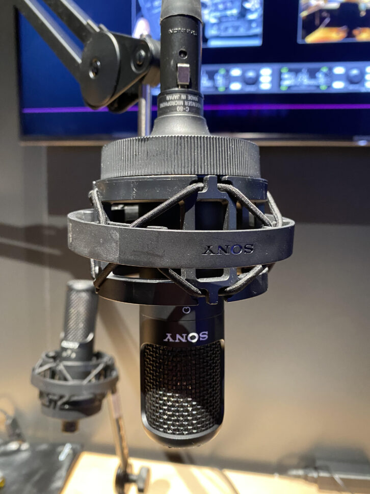 Also at the Sony booth is the recently released C-8 uni-directional condenser mic, designed to have a rich mid-low frequency range. It has a low-cut filter, -10 dB pad switch, dual-diaphragm configuration and is constructed with noise elimination in mind.